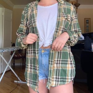 Green and Yellow Oversized Flannel